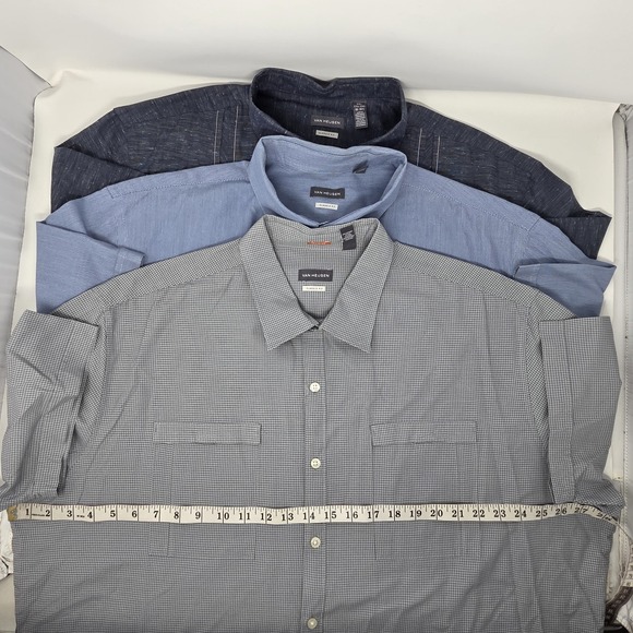 Van Heusen Men's XXL (18-18.5) Classic Fit Short Sleeve Button Up LOT OF 3 - Picture 5 of 13